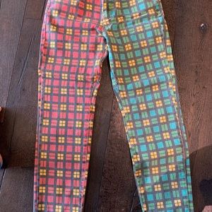 RAGGED blue yellow red jeans !!